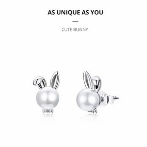 925 Sterling Silver Cute bunny Earrings for Women